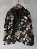 Cherry Blossom Japanese Pattern Cozy Fleece Kimono Cardigan