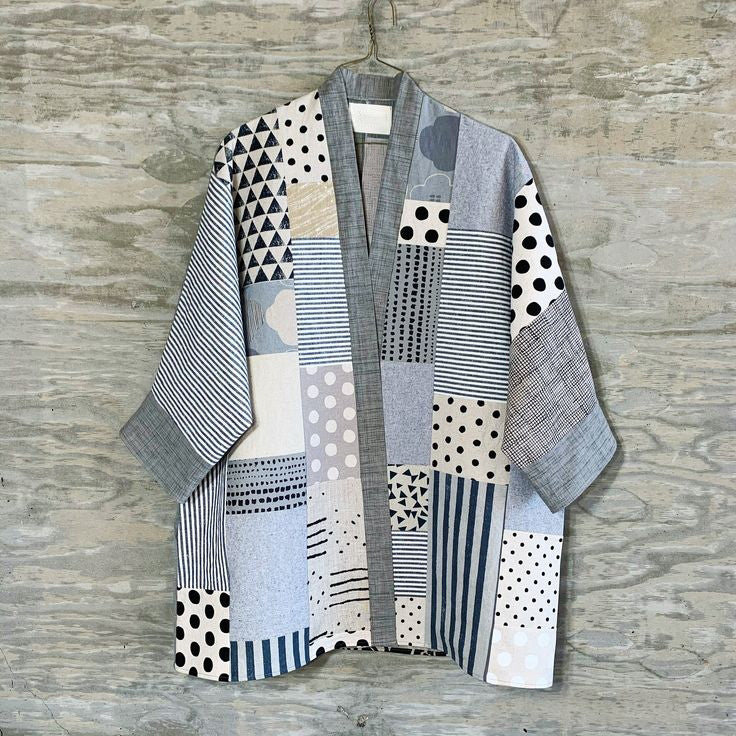 Japanese Style Spliced striped Design Kimono