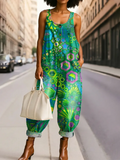 Women's Colorblock Geometric Art Print Casual Jumpsuit