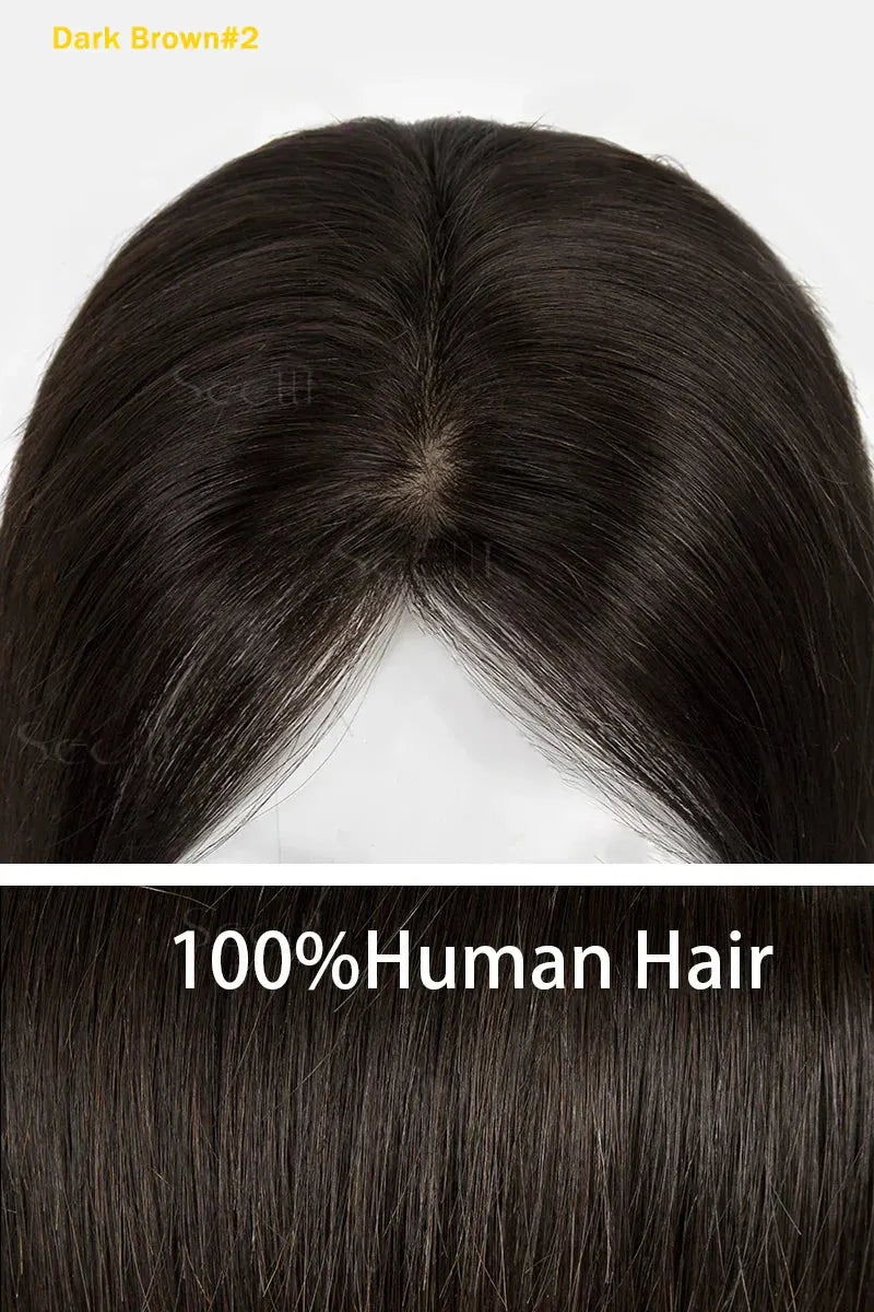 Flavia Silk Top Remy Human Hair Topper Dark Brown #2