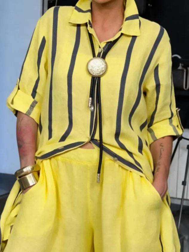 Casual Striped Printing Loosen Shirt