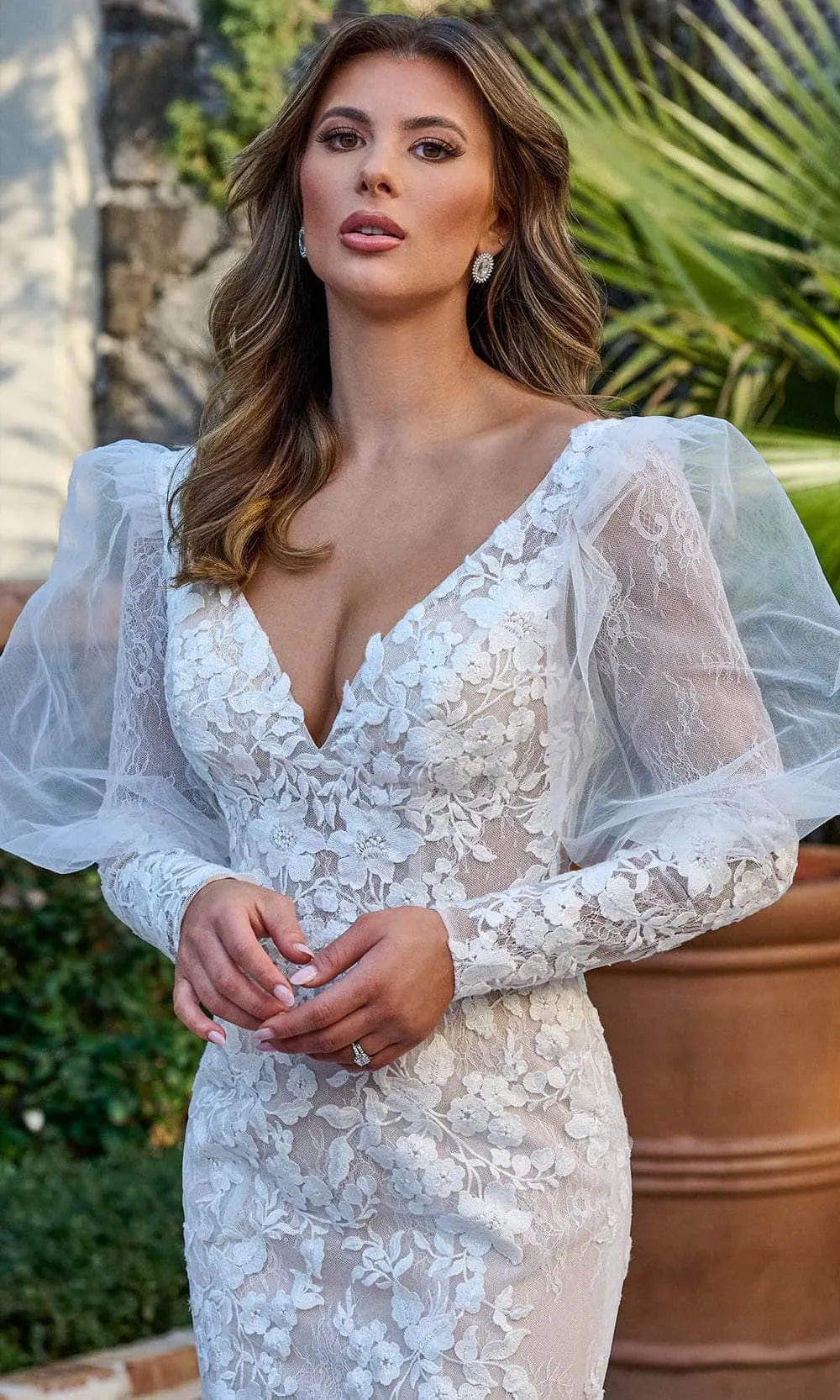 Rachel Allan Bridal RB3199 - Deep V-Neck Lace Bridal Gown
