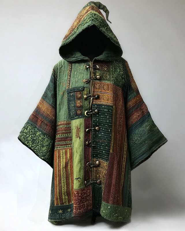 Hand-made irregular ethnic patchwork diamond cape 5bb3