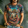 Men's Retro Woodstock Music Festival Printed Casual T-shirt