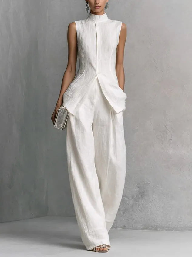 Casual Solid High Waisted H-Line Trousers