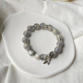 Gray Moonstone Lotus Fishtail Silver Bracelet