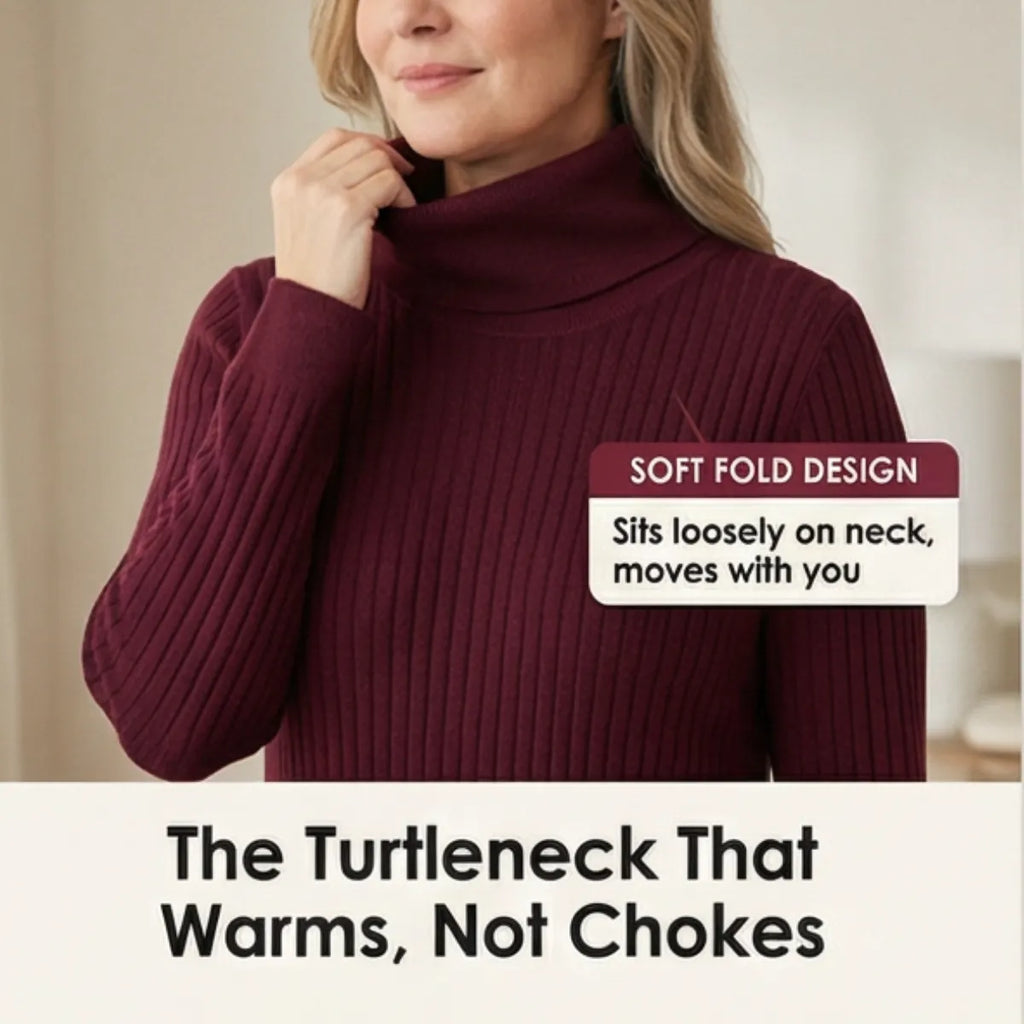 Velara – Women's Relaxed Turtleneck Sweater Dress with Pockets