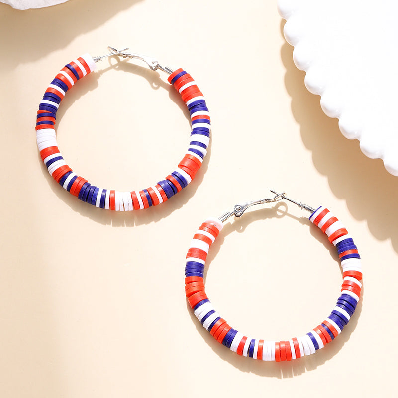 Independence Day Bohemian Round Colorful Earrings