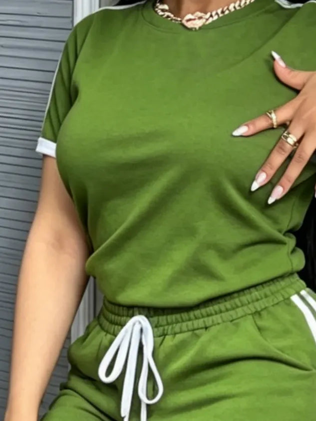 Casual Color Block Crew Neck T-shirt
