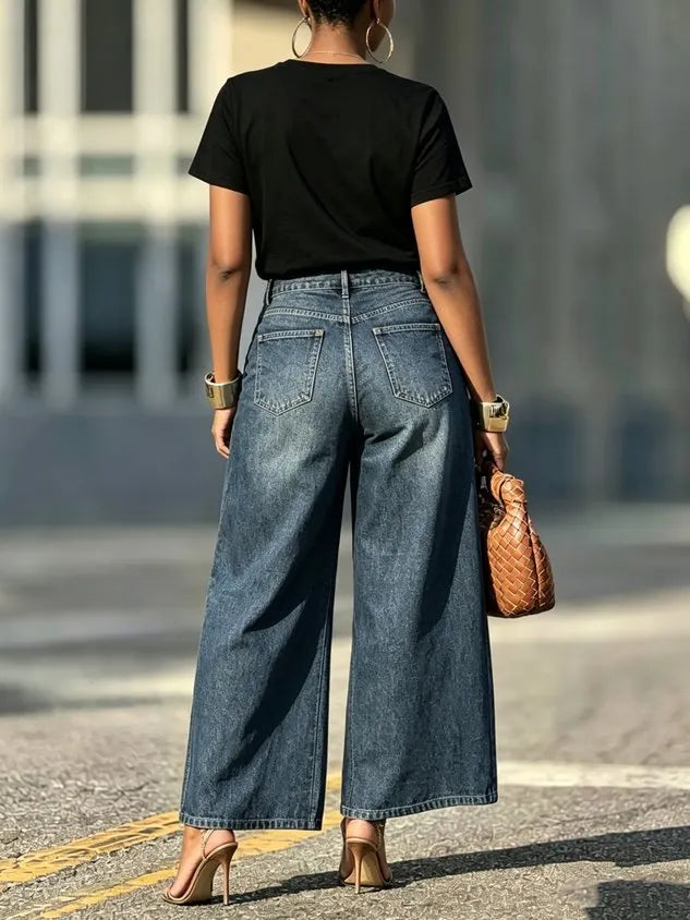Casual Plain Loose Denim Jeans