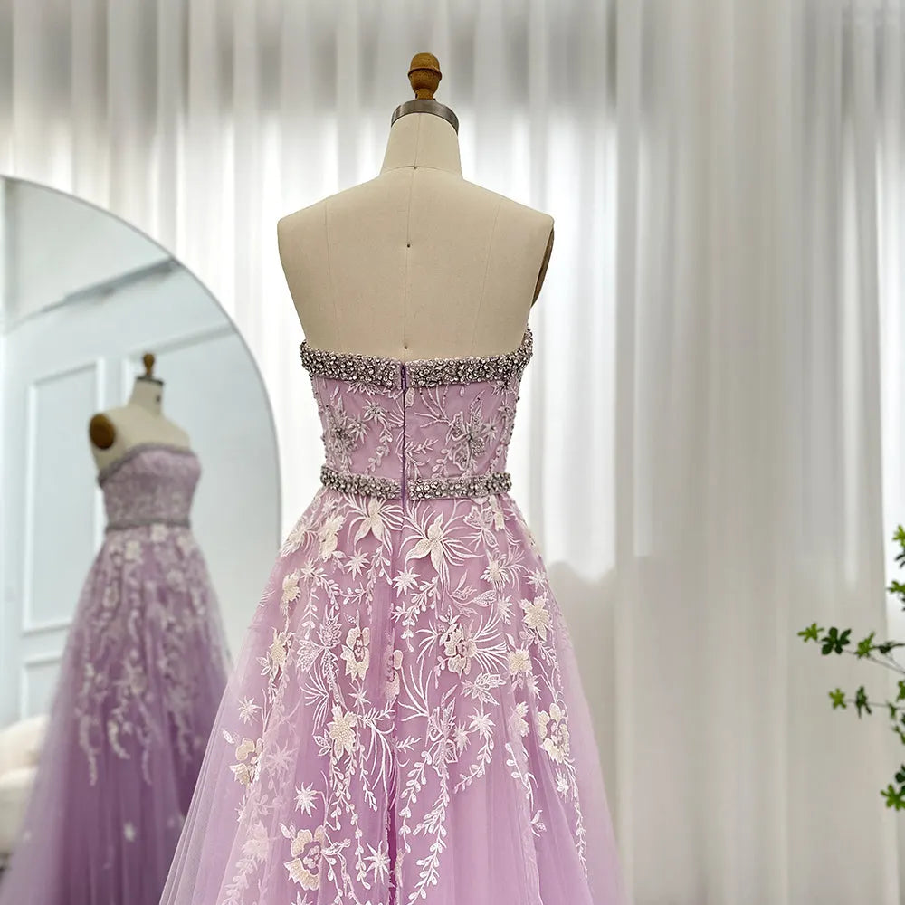 Dreamy Vow Olive Green Luxury Dubai Evening Dresses for Women Wedding Party Elegant Arabic Strapless Formal Prom Gowns 380