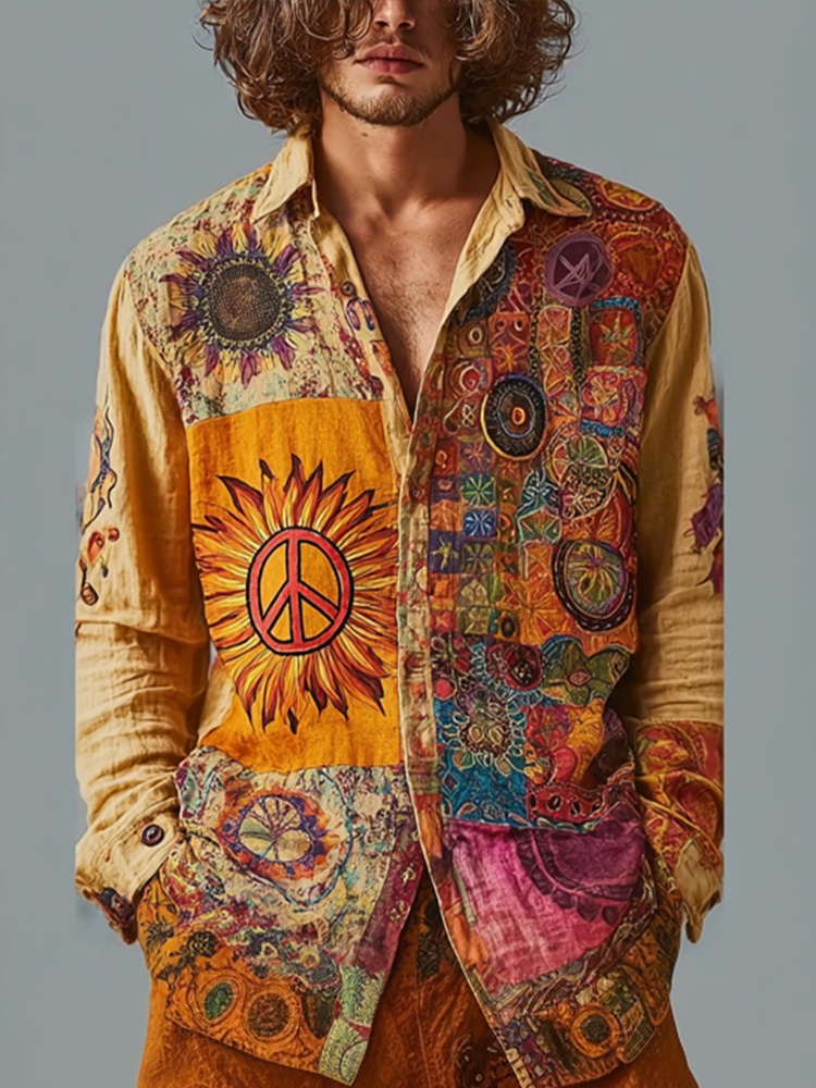 Hippie Bohemian Style Retro Style Men's Linen Shirt