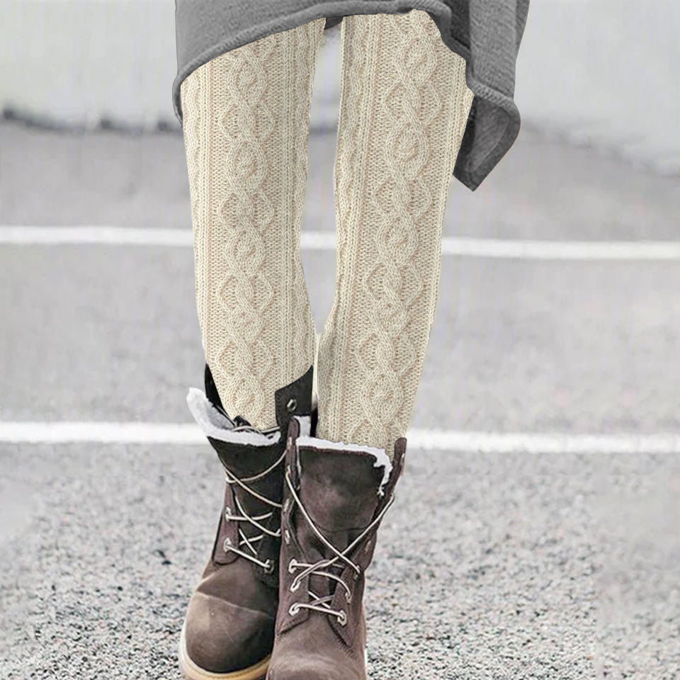 Vintage Pure Wool Pattern Cozy Knit Leggings