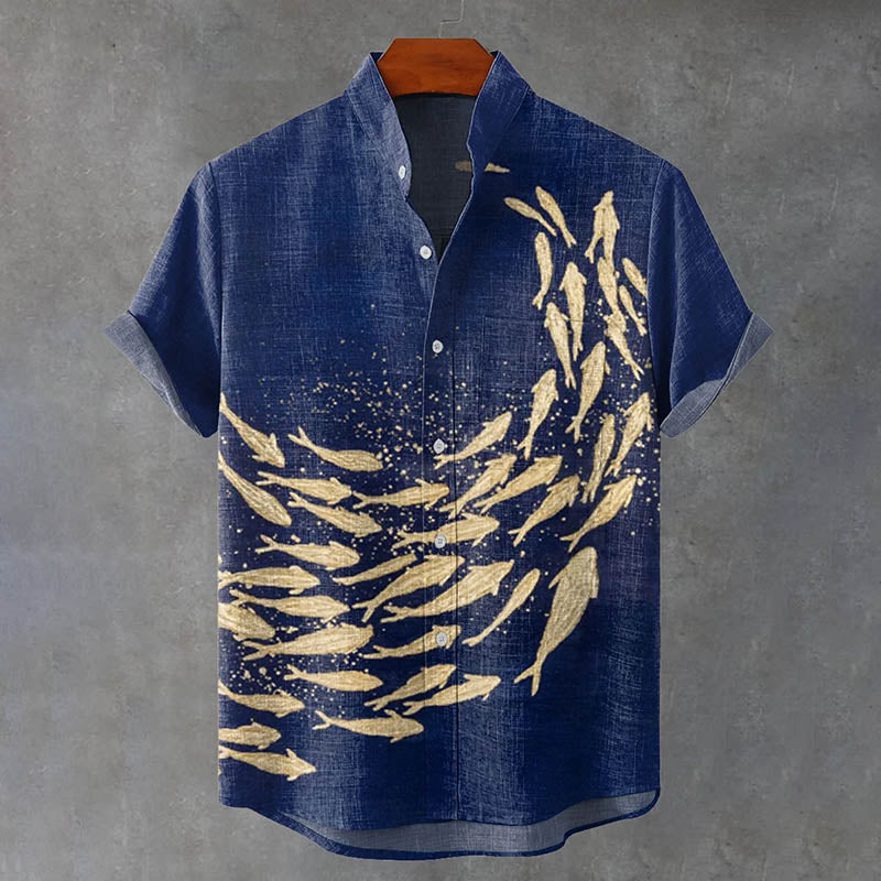 Japanese-style Ocean Pattern Art Casual Shirt