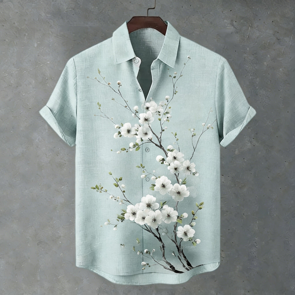 Men's Floral Print Short-sleeved Shirt