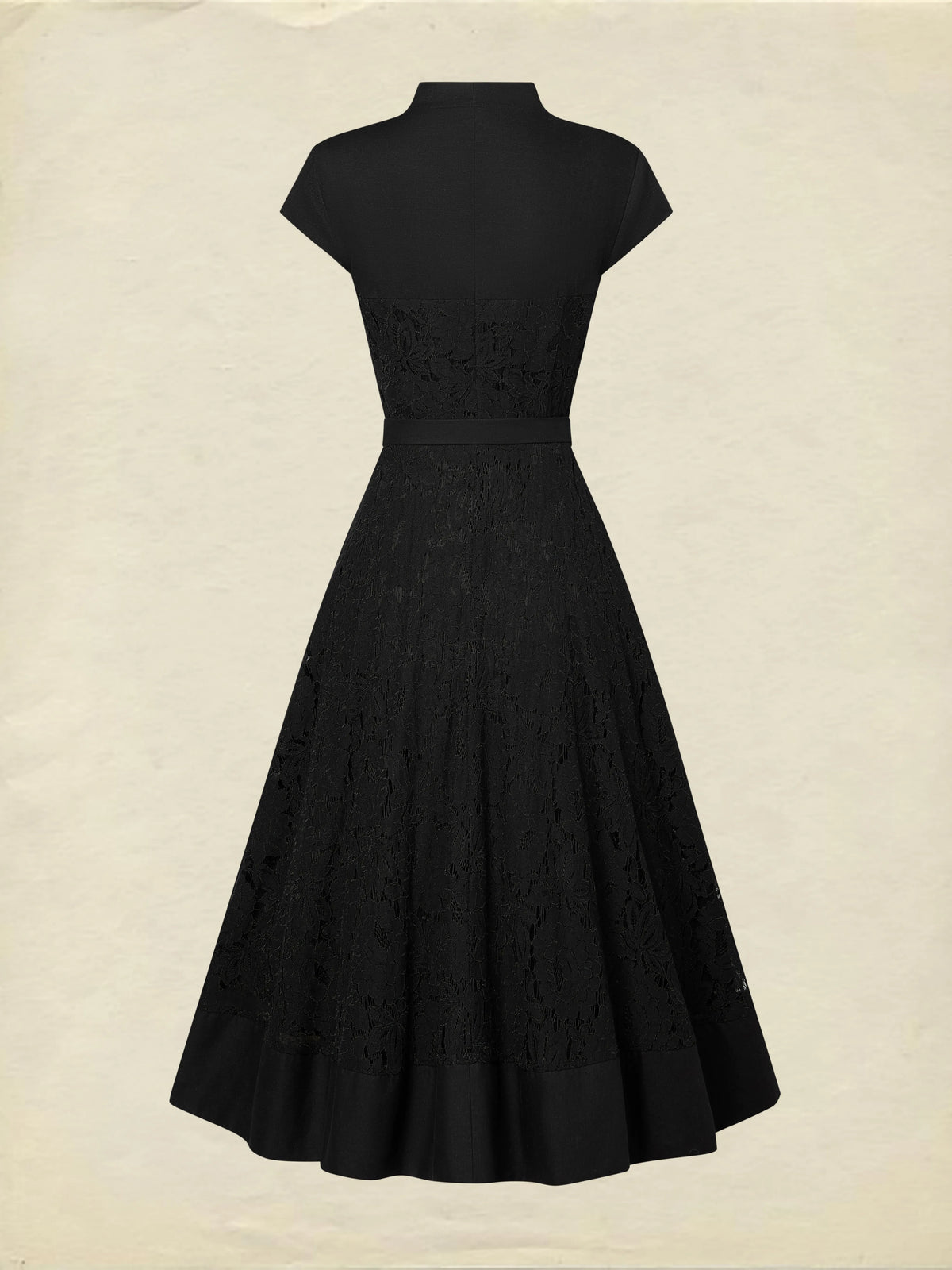 Midi Linen Dress, Sleeveless, V Neck, Lace, Button Design, French Vintage, Black