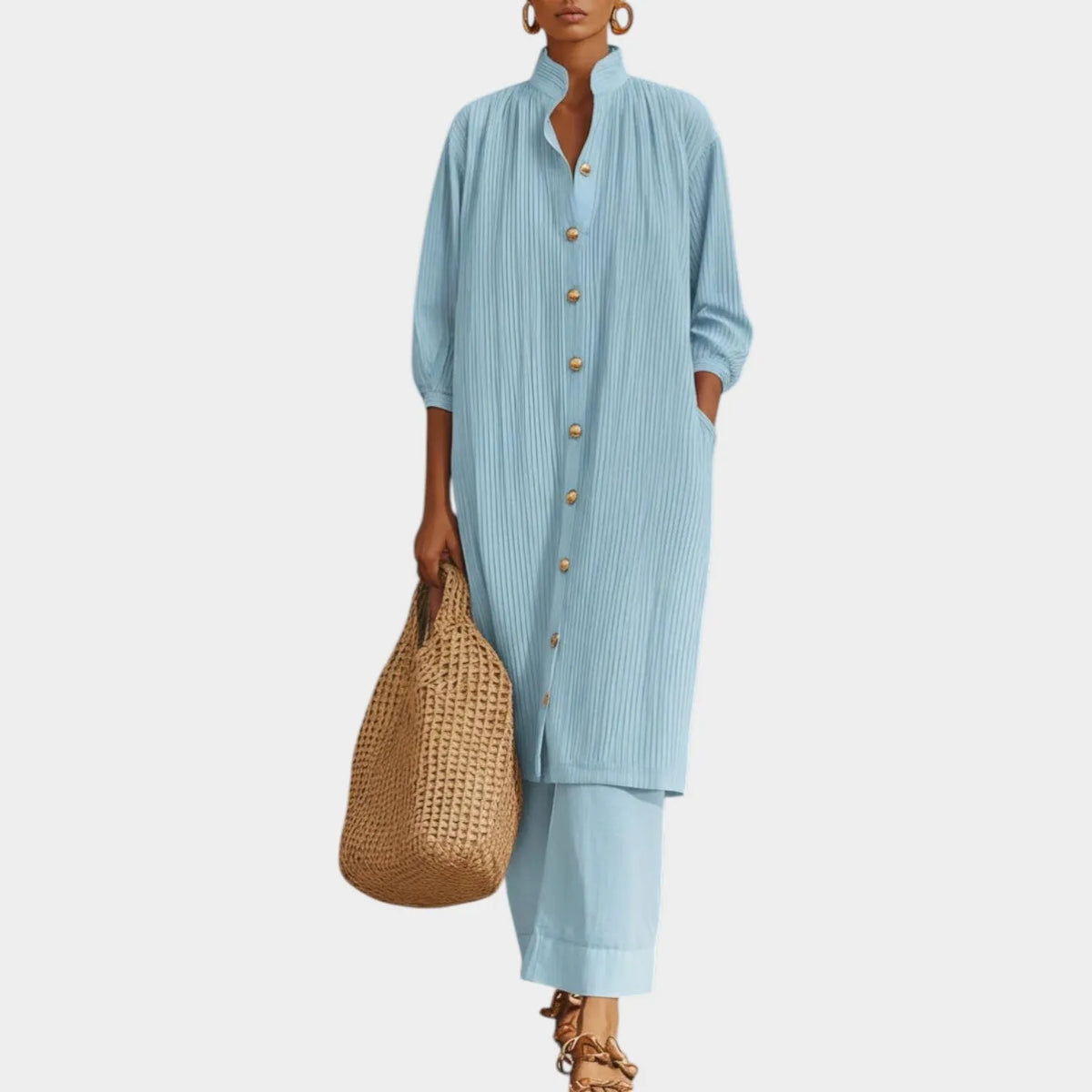 ButtonâDown Tunic and WideâLeg Pant Set