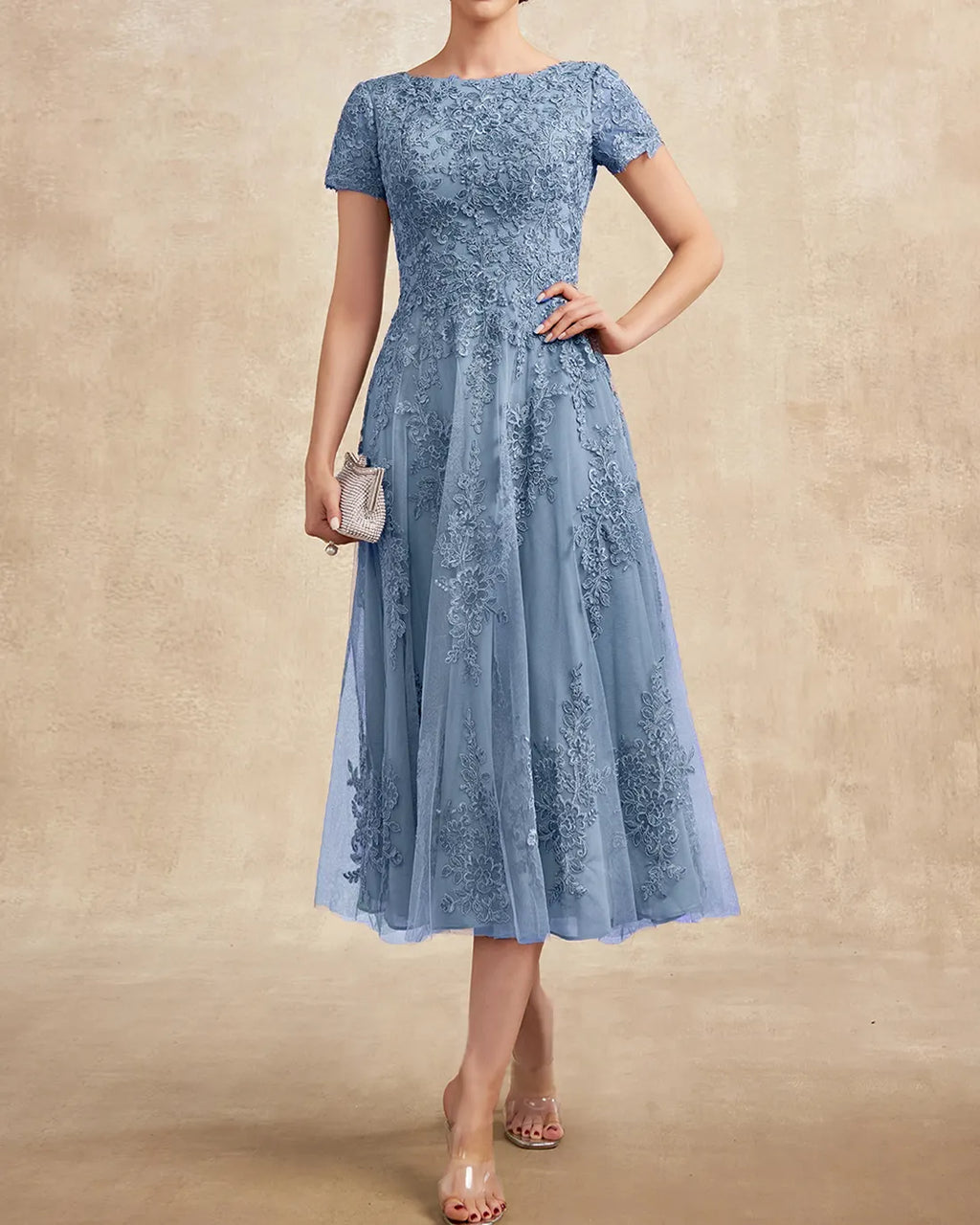 Fashion Elegant Lace Embroidered Dress - 01