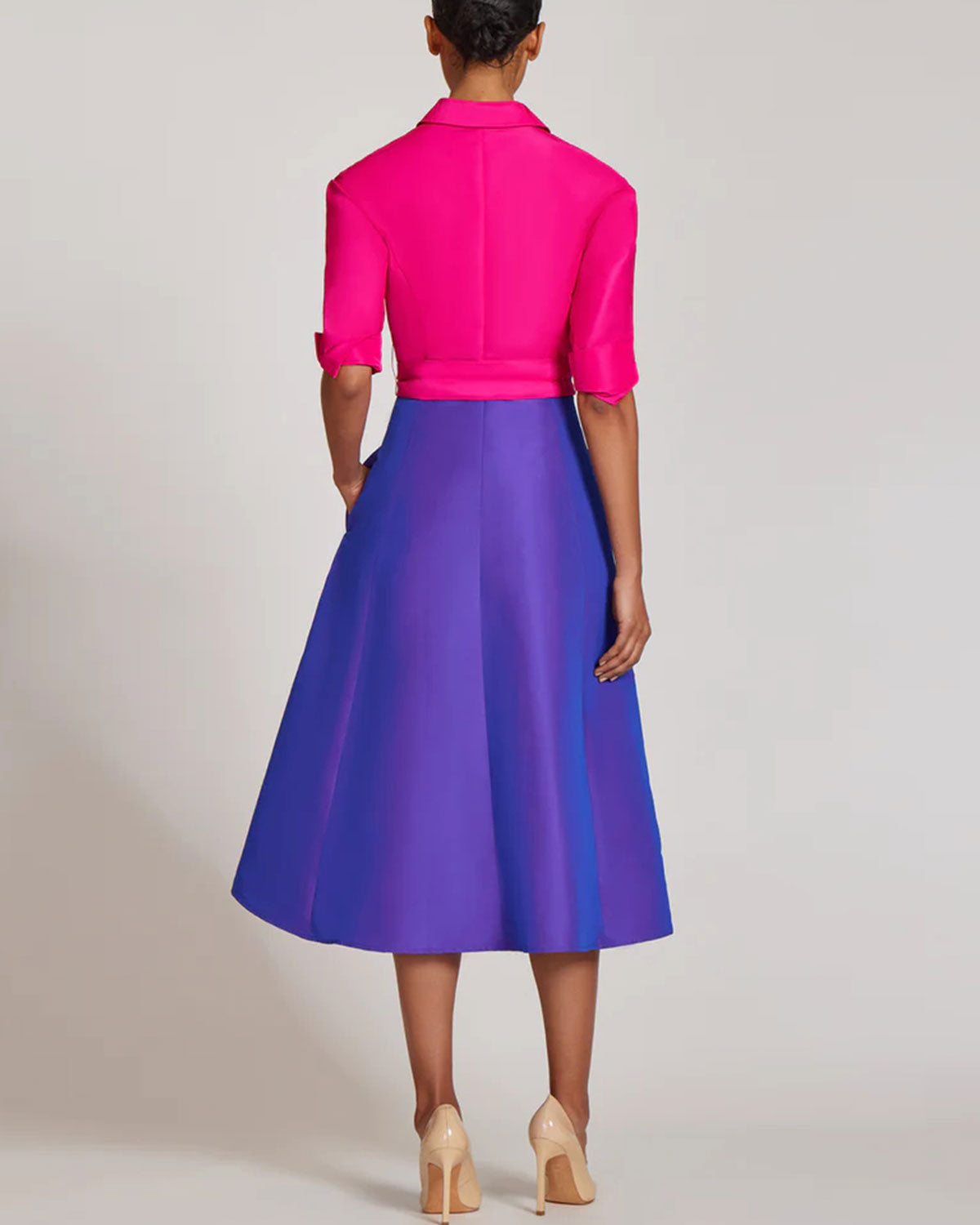 Two Tone Taffeta Shirt Dress