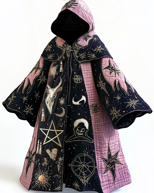 Halloween themed embroidered contrasting color stitching original design cape fa6b