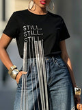 Casual Text Letters Tassel T-shirt