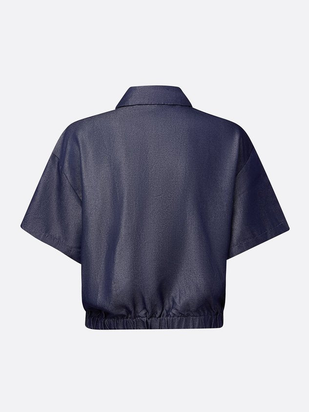 Casual Plain Shirt Collar Soft Tencel  Denim Shirt