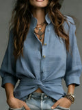 Women's Solid-color Casual Loose Long-sleeve Shirt