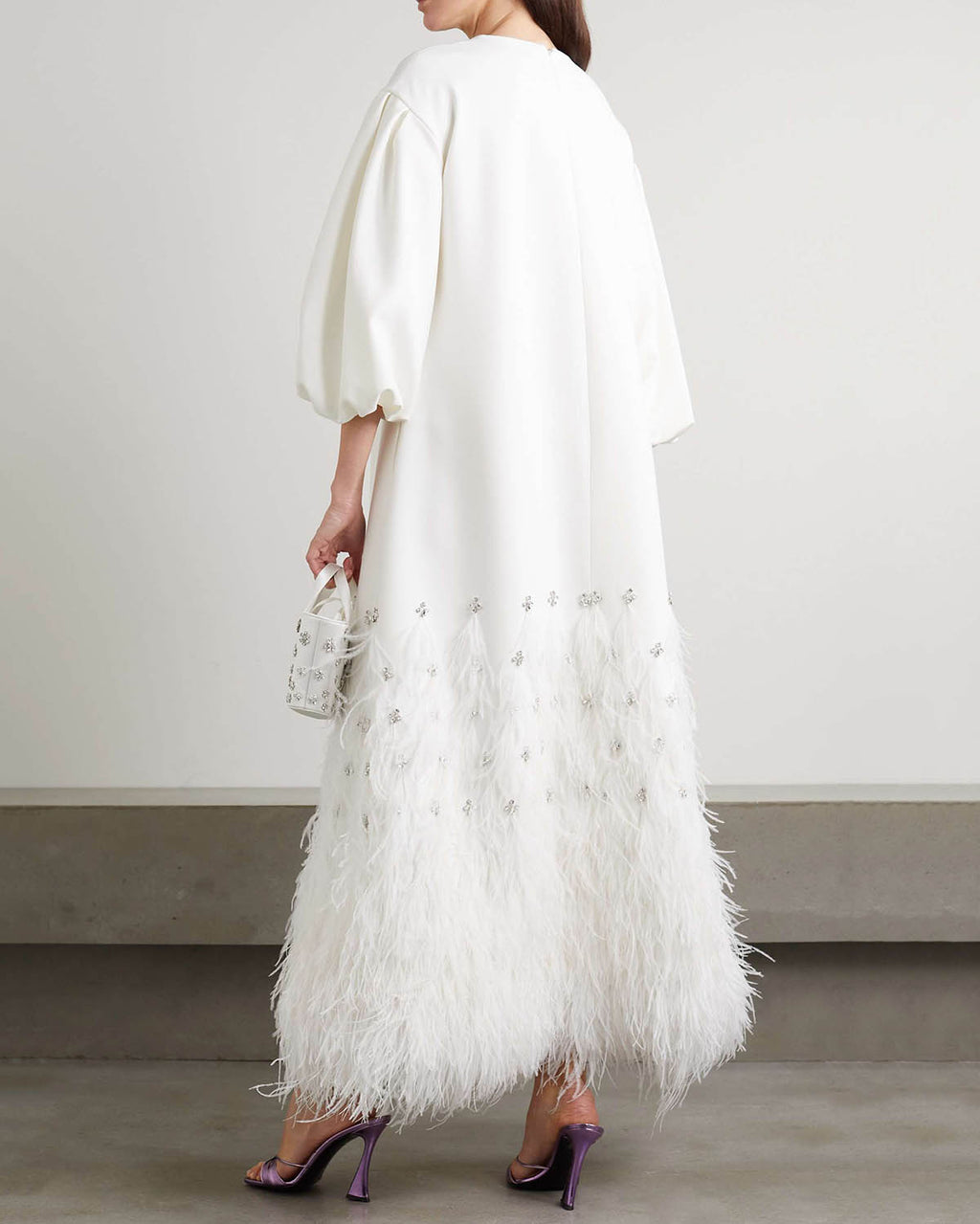 Elegant Feather Beaded Gown