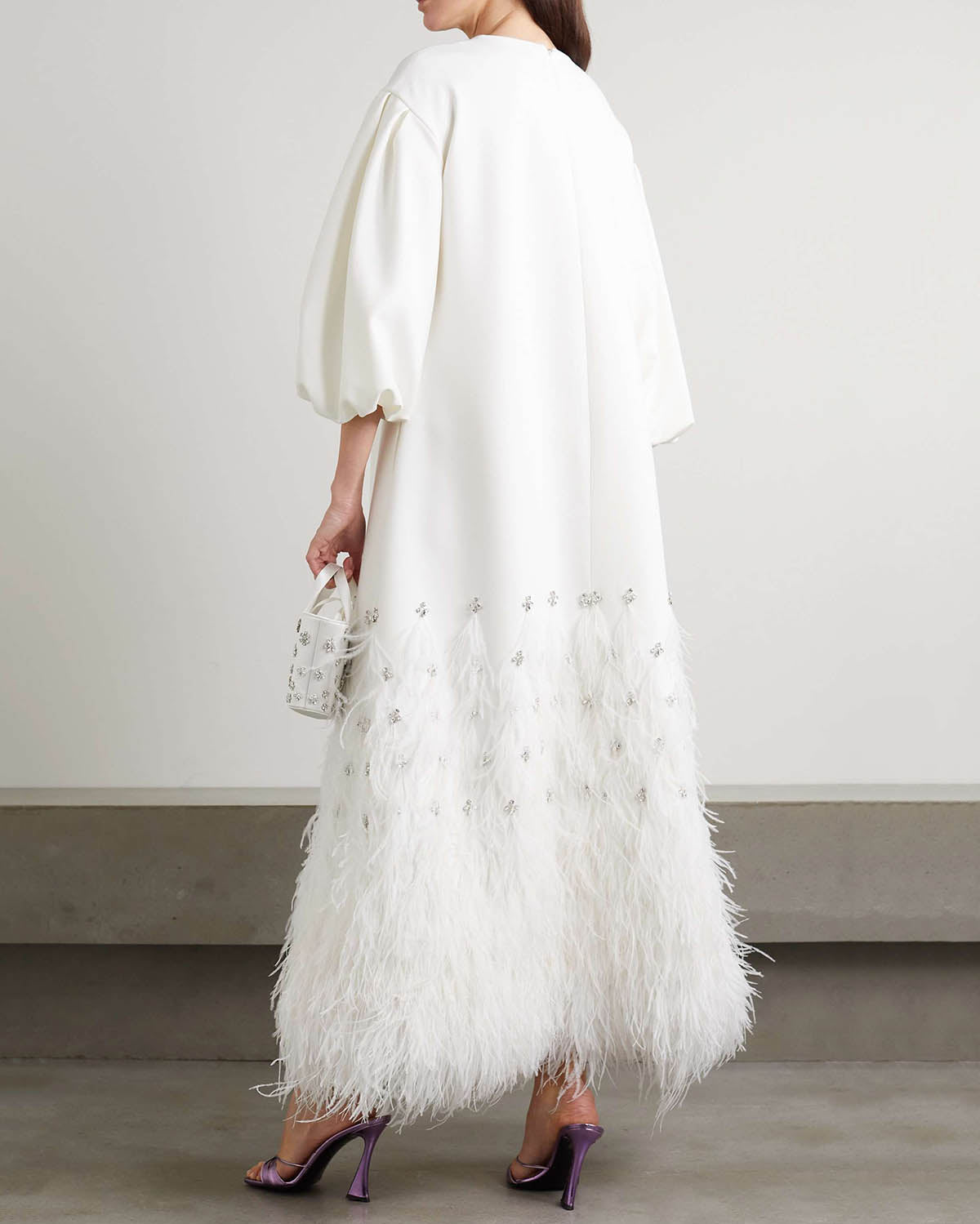 Elegant Feather Beaded Gown