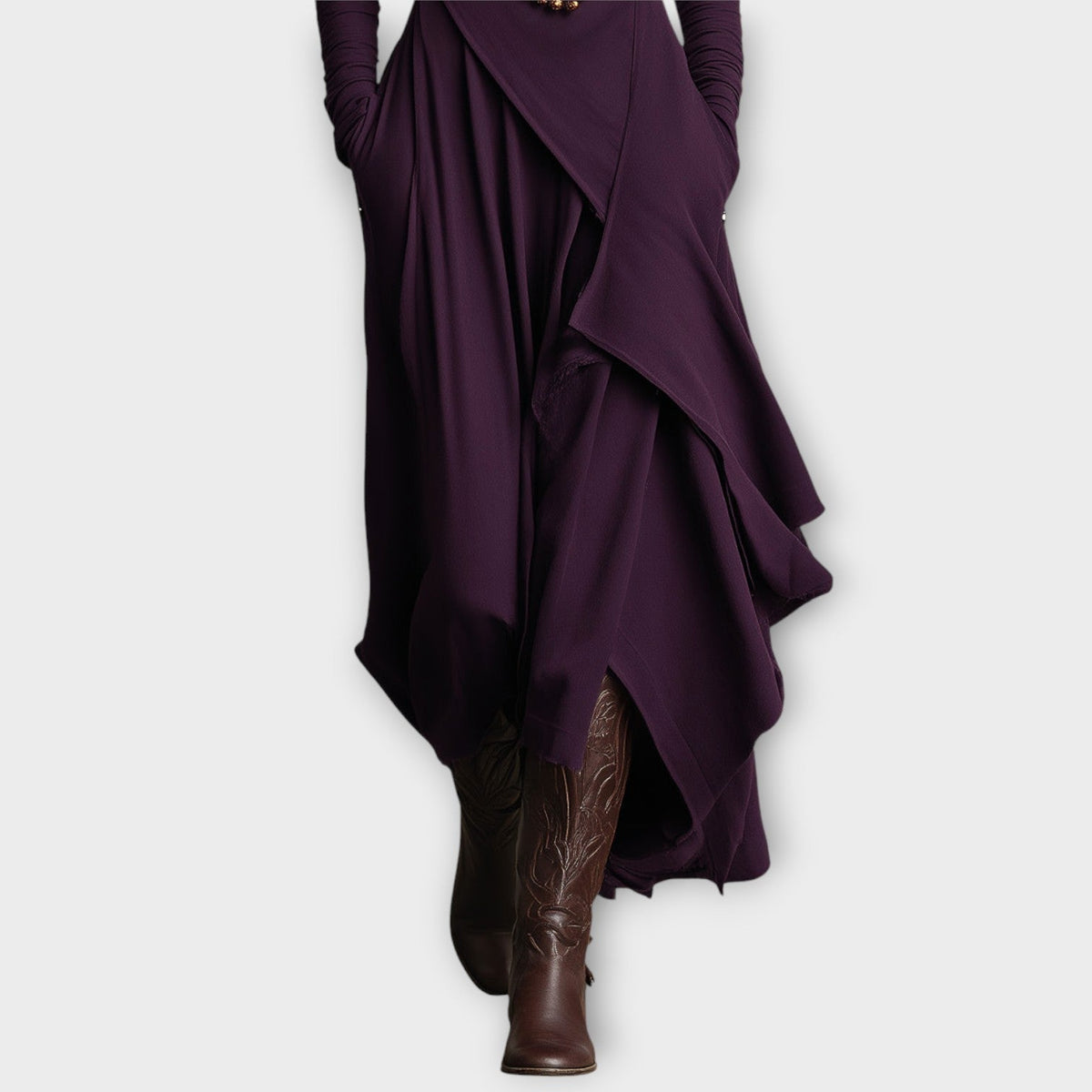 Draped Turtleneck Maxi Dress