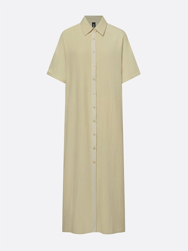 Casual Colorblock Relaxed Maxi Shirt Dress
