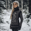 Viking Dragon Pattern Turtleneck Knit Sweater