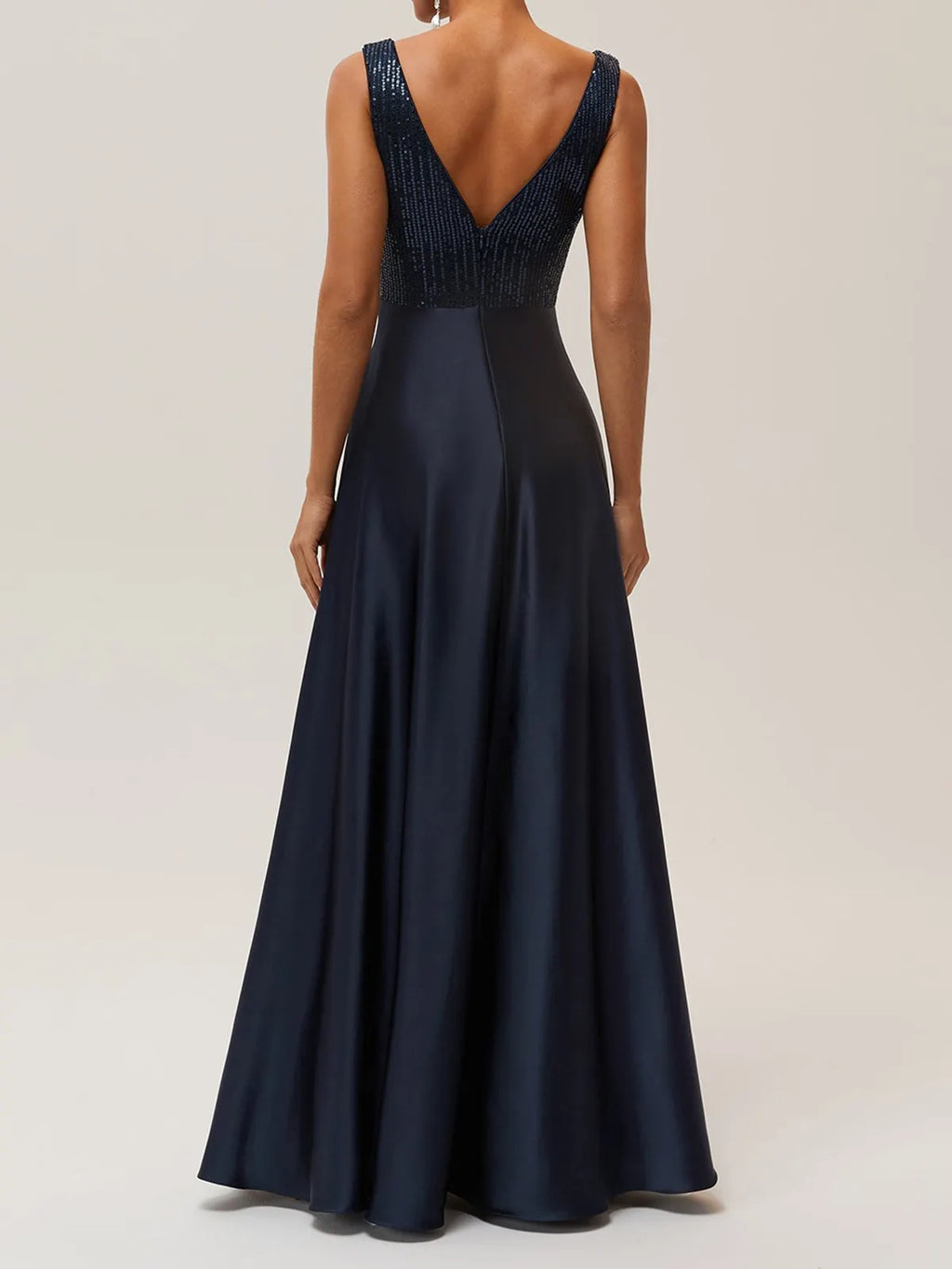 Purplish Blue Sequin A-Line Gown Satin Mother of the Bride or Groom Dress
