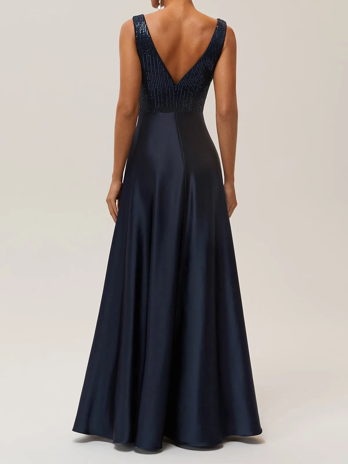 Purplish Blue Sequin A-Line Gown Satin Mother of the Bride or Groom Dress