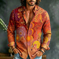 Men's Retro Tie-dye Circle Psychedelic Print Cotton Linen Shirt