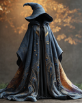 Peacock Feather 3D Embroidered Magic Cape fb9b
