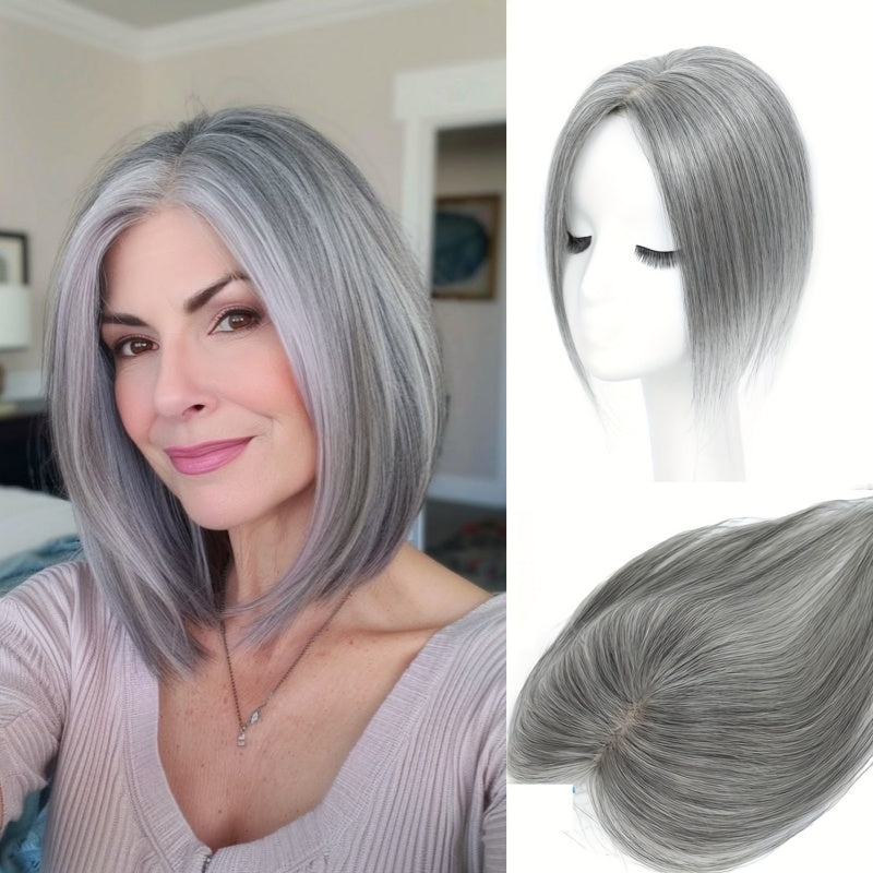 Straight Hair Topper for Crown Thinning  ̈C Natural Coverage at the Crown