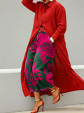 Women's Fashionable Florals Print Casual Loose Wide-leg Denim Pants
