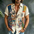 Men's Hippie Style Patchwork Art Print Casual Shirt