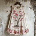 Women's Cherry Blossom Embroidery Lace Art Linen Tank