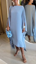 Light Blue Draped Kaftan Maxi Dress