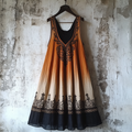 Vintage Tribal Celtic Knot Life Of Tree Patchwork Art Linen Tank Dress
