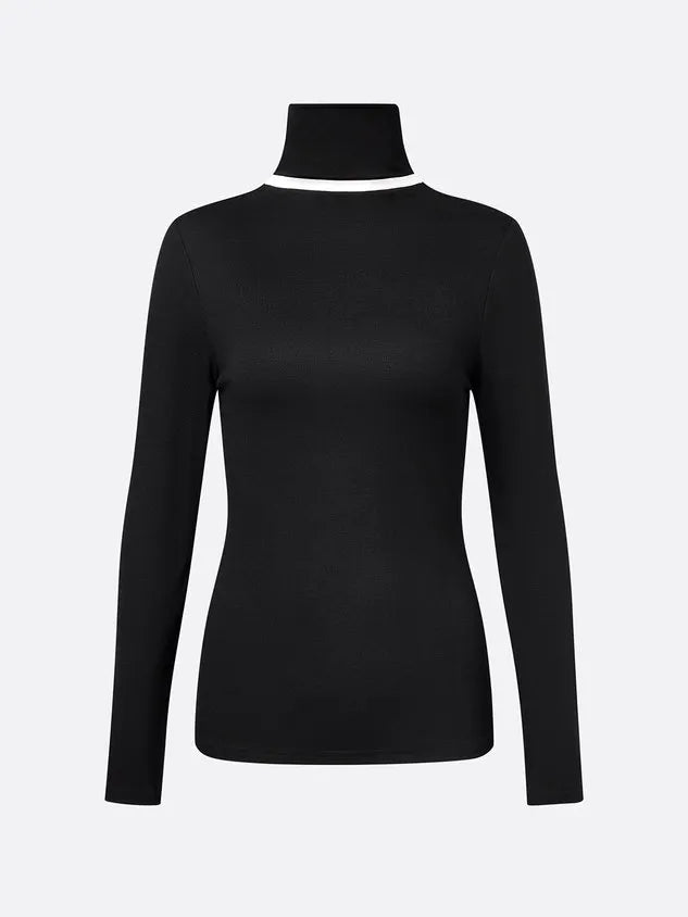 Casual Color-Block Turtleneck Tee