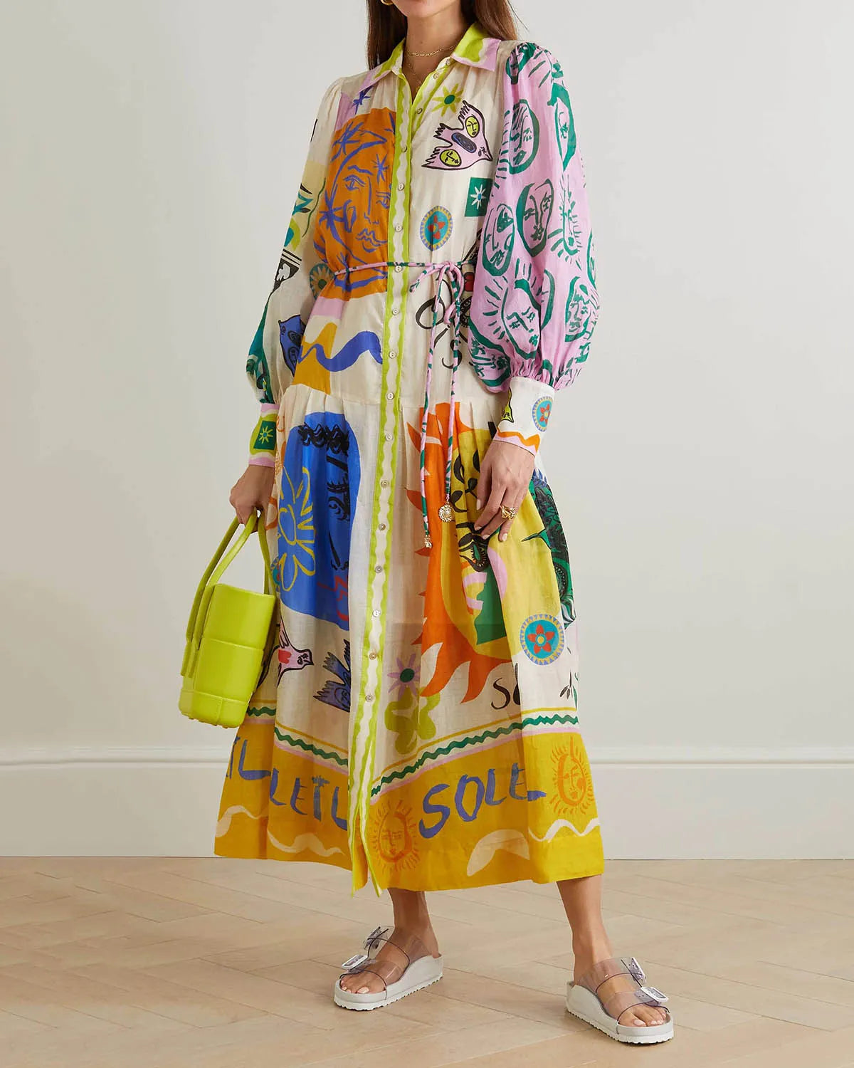 Resort Print Midi Shirt Dress