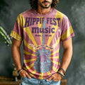 Men's Retro Hippie Music Festival Design Short-sleeve T-shirt