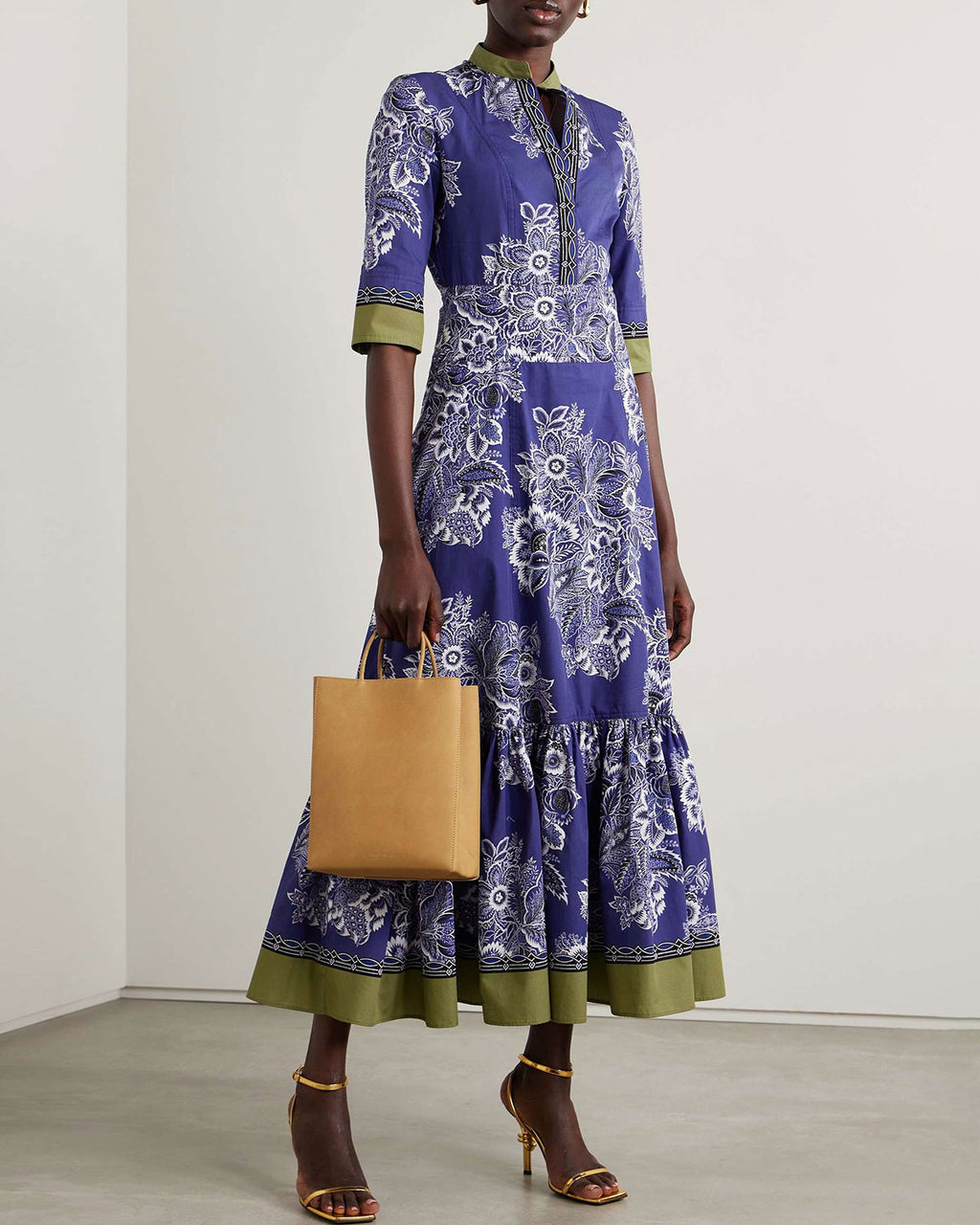 Floral-print cotton-poplin midi dress