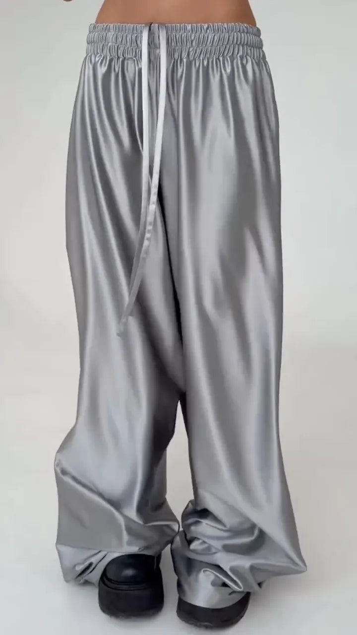 Women's Lace-Up Loose-Fitting Comfortable Smooth Trousers