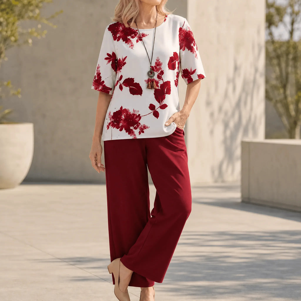 Avery – Women's Floral Top & Wide-Leg Pants Set