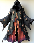 Halloween Themed Skull Patchwork Hooded Cape 9515