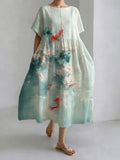 Japanese Style Pond Moonlight Round Neck Leisure Dress